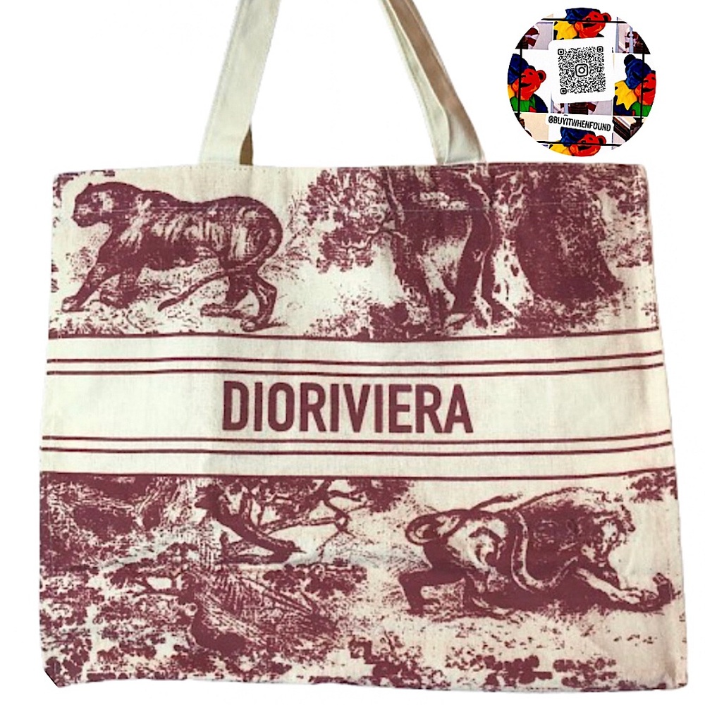 CHRISTIAN DIOR Straw Tote Bag Diorviera Pink and Cream NEW IN PACKAGE! - Picture 17 of 17